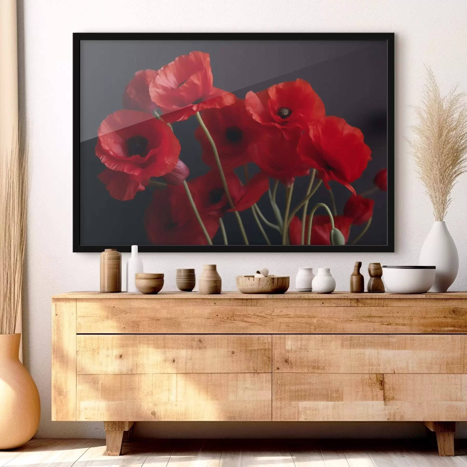Fotobehang Groep rode bloemen f37381