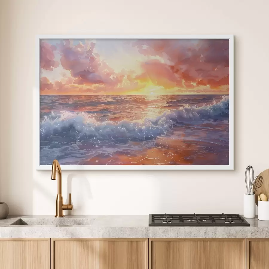 Fotobehang Zonsondergang over de oceaan f38476