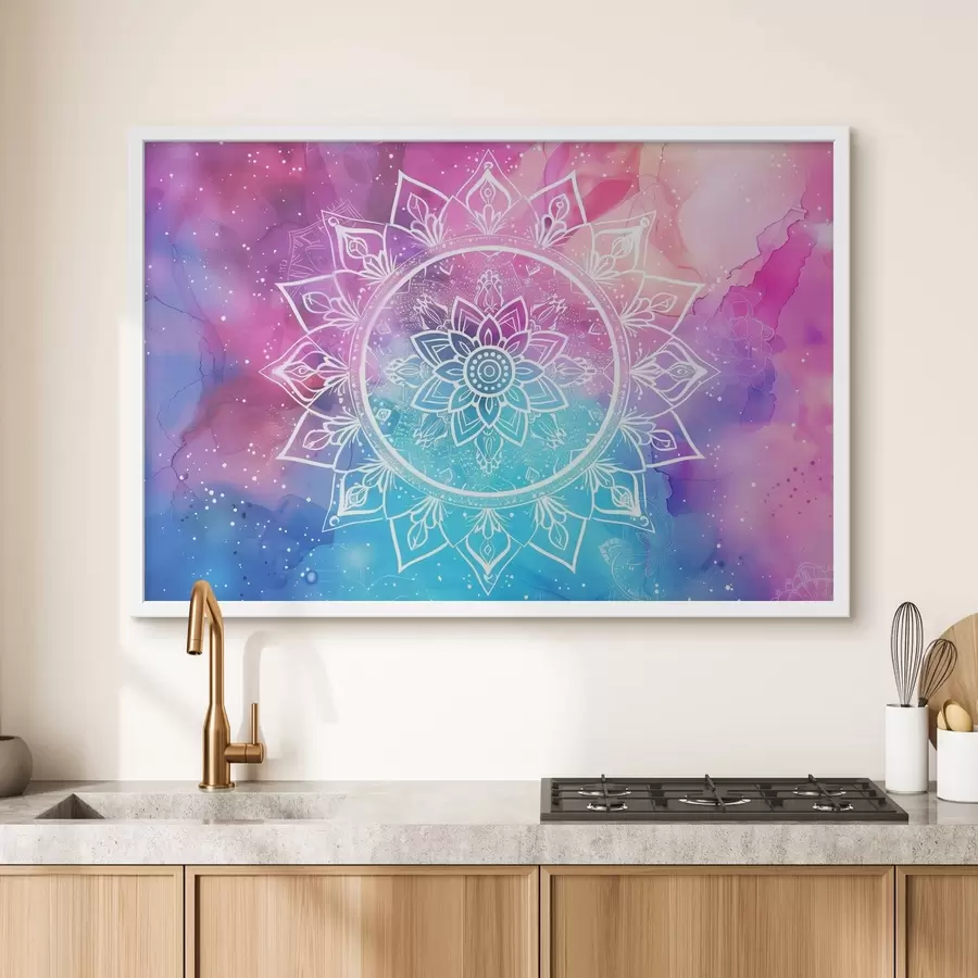 Fotobehang Witte mandala op een kleurrijke achtergrond f38529