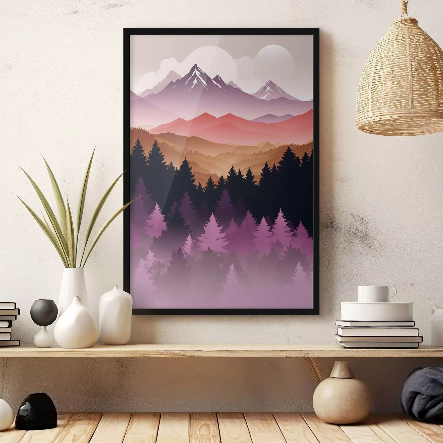 Fotobehang Zonsondergang over de vredige bergen f36527