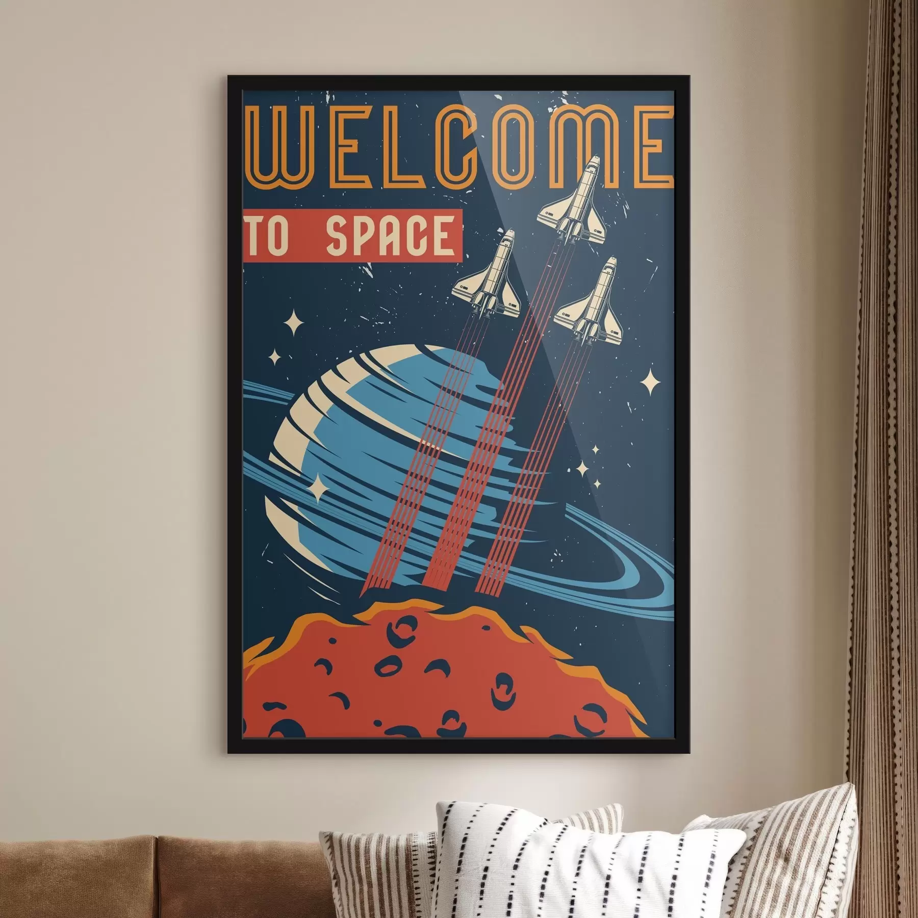 Fotobehang Poster met vliegende spaceshuttles in de lucht f36832