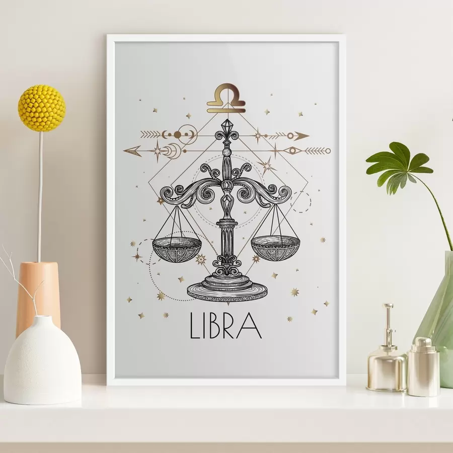 Fotobehang Tekening van het astrologische teken Weegschaal f37305