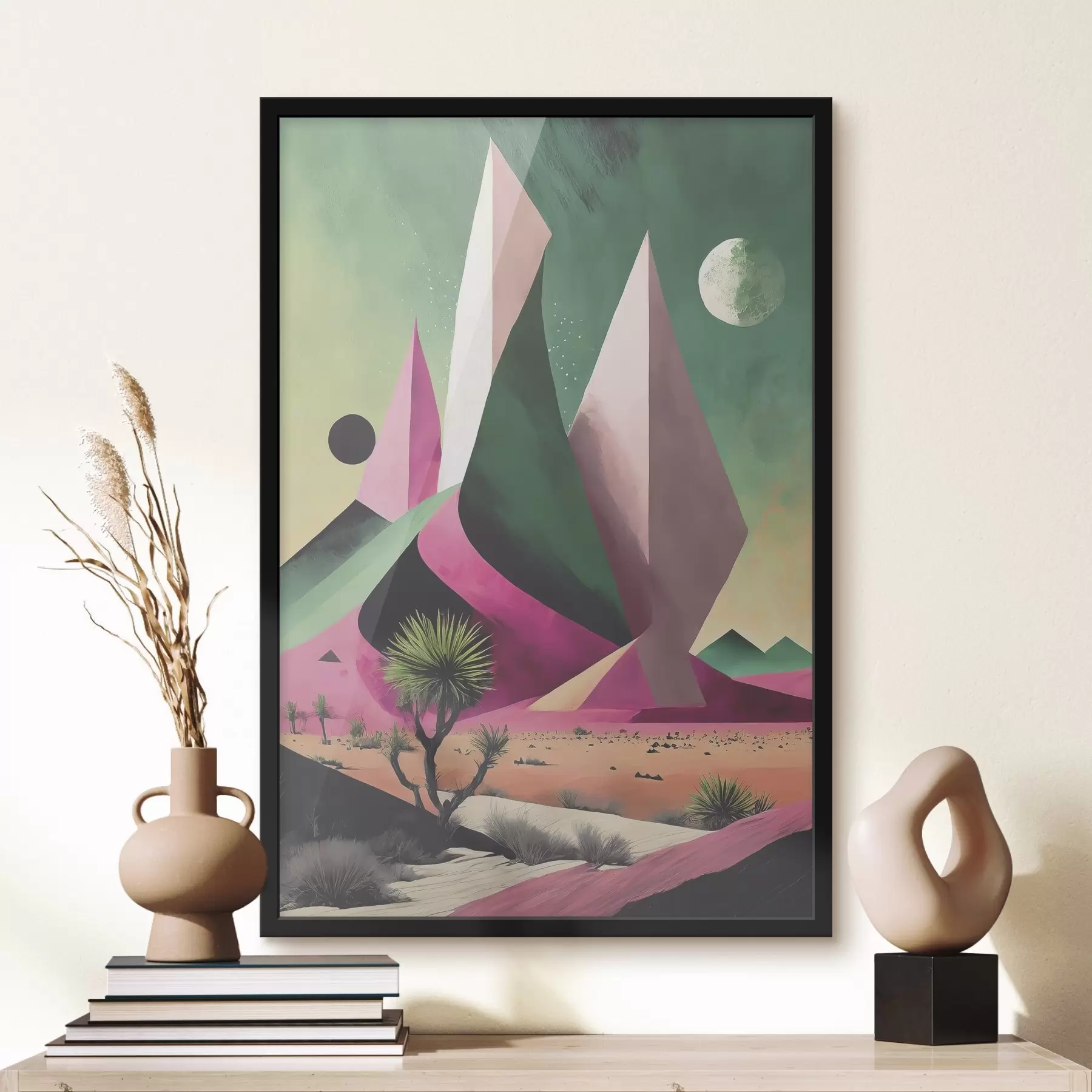 Fotobehang Woestijnlandschap met bomen en bergen f37360
