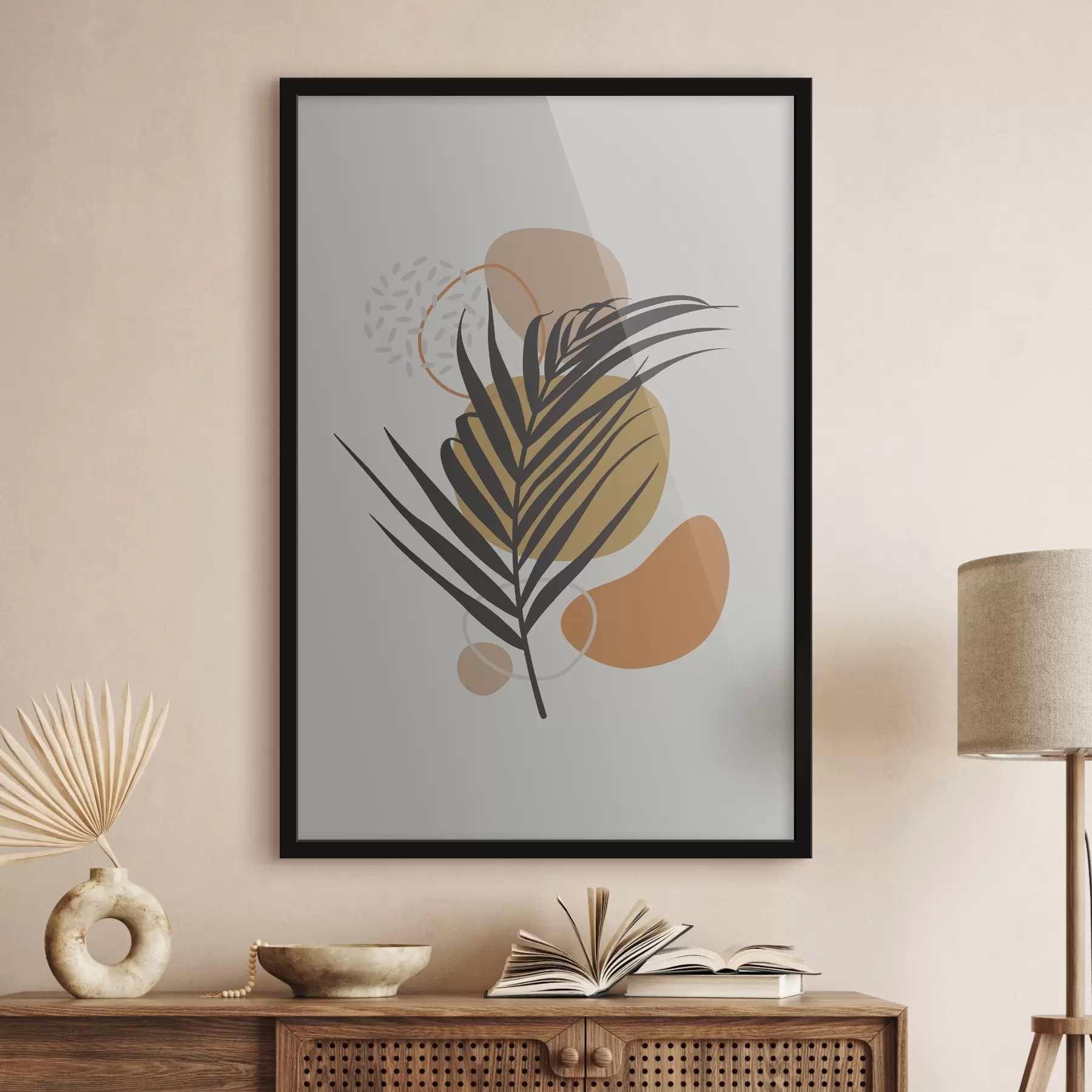 Fotobehang Blad met bruine en gele cirkels f37525