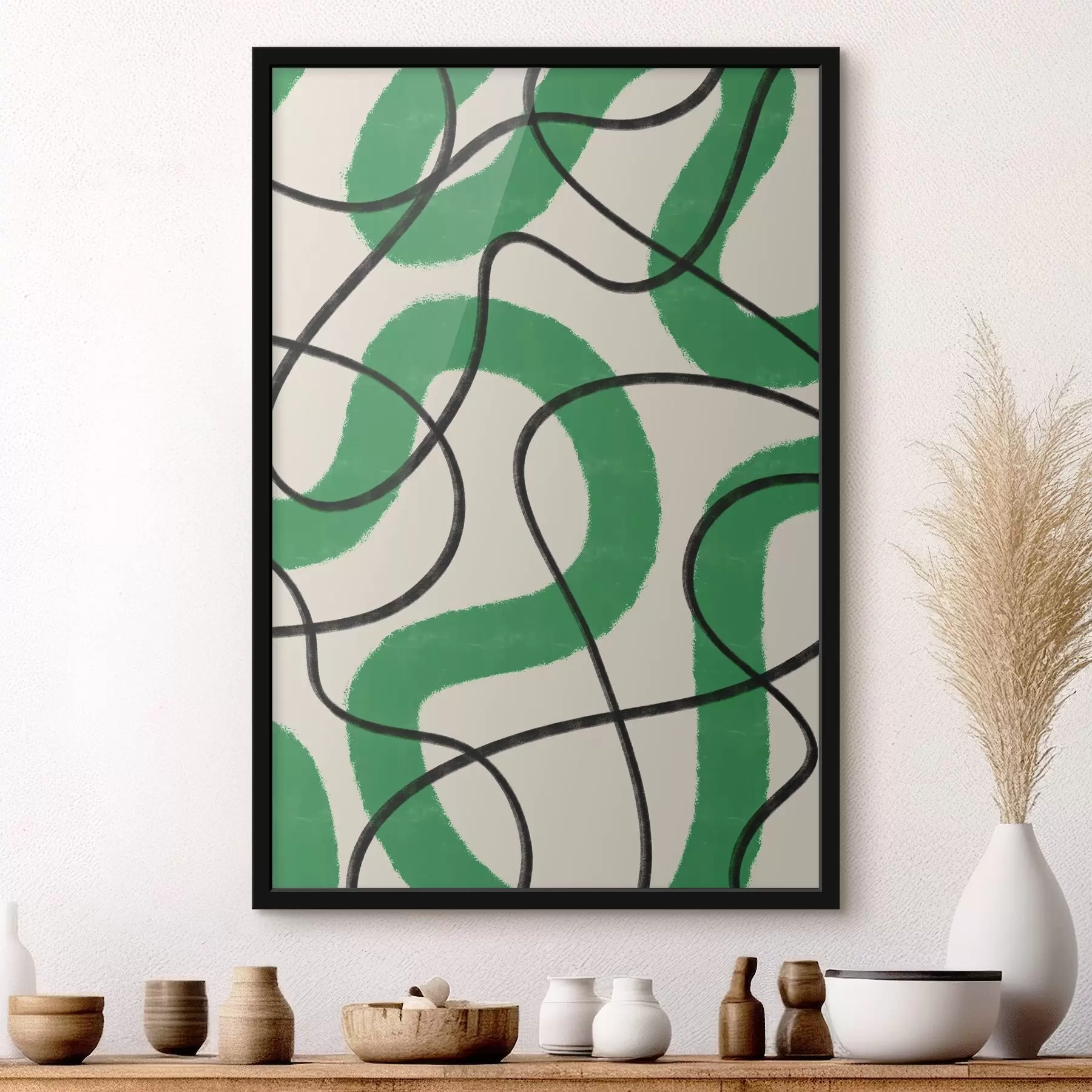 Fotobehang Groen en wit patroon f37573