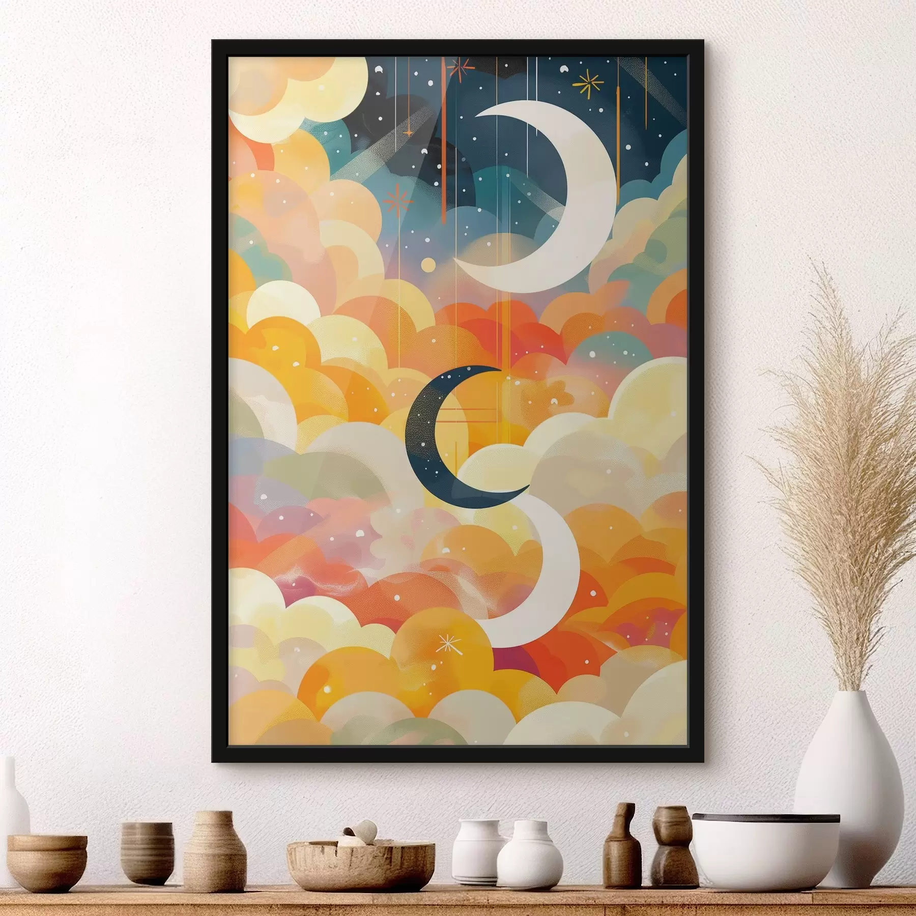 Fotobehang Maan en kleurrijke wolken f38523