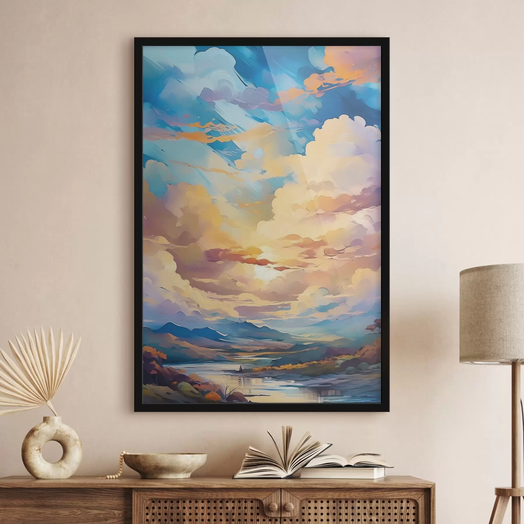 Fotobehang Serene zonsondergang over rustig landschap f38847