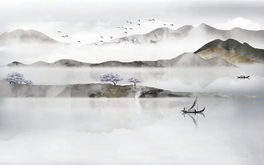 Fotobehang Water, lucht en berg u46157