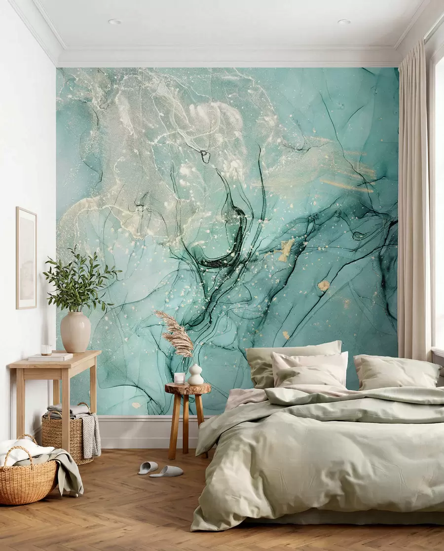 Fotobehang Turquoise marmer met een fijne waas u51399