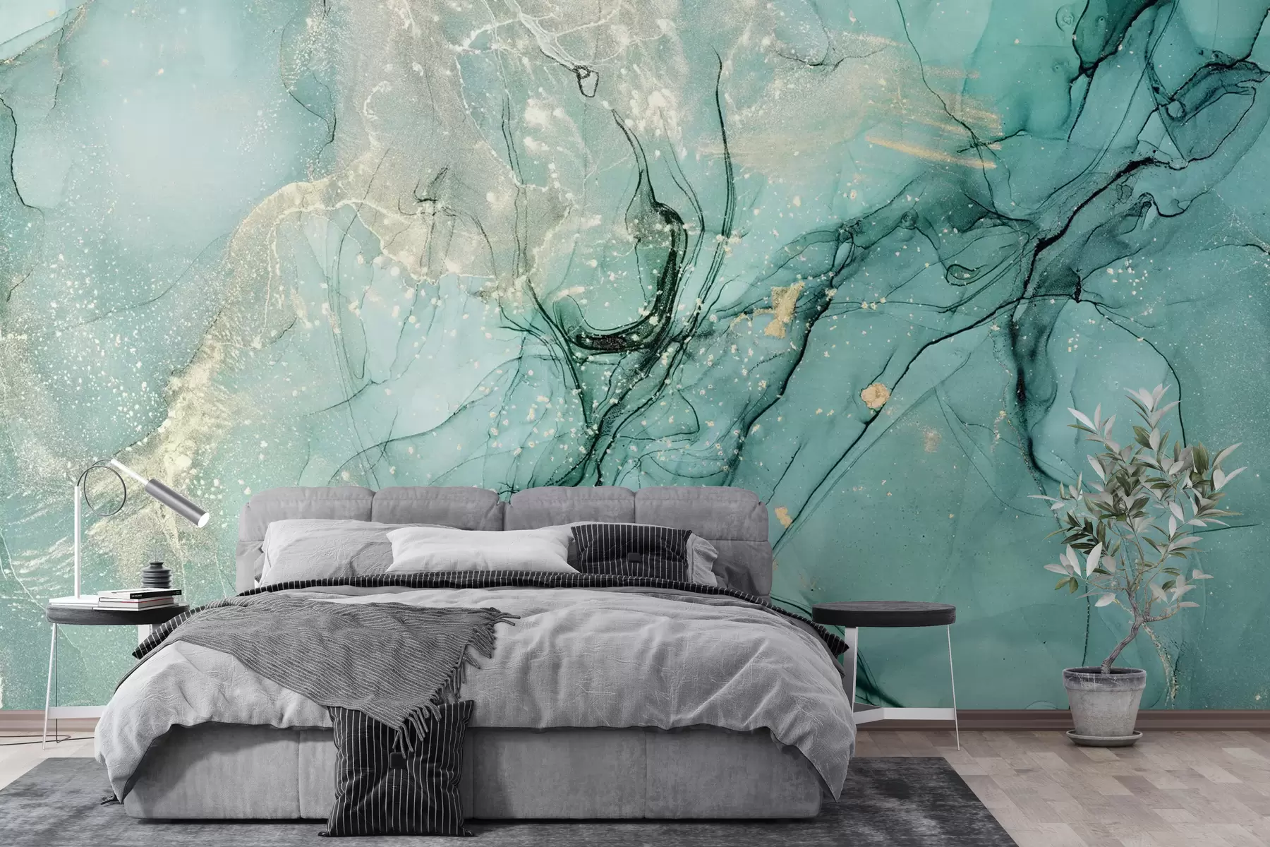 Fotobehang Turquoise marmer met een fijne waas u51399