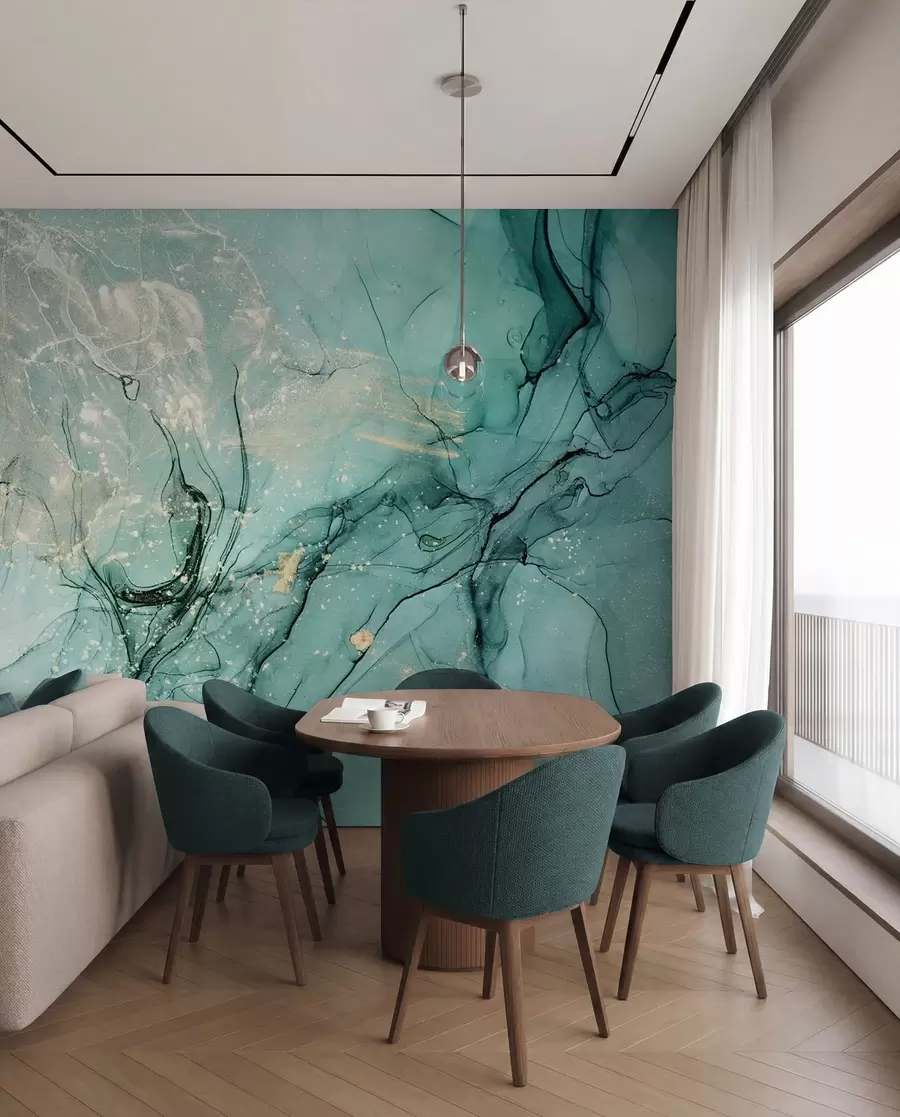 Fotobehang Turquoise marmer met een fijne waas u51399