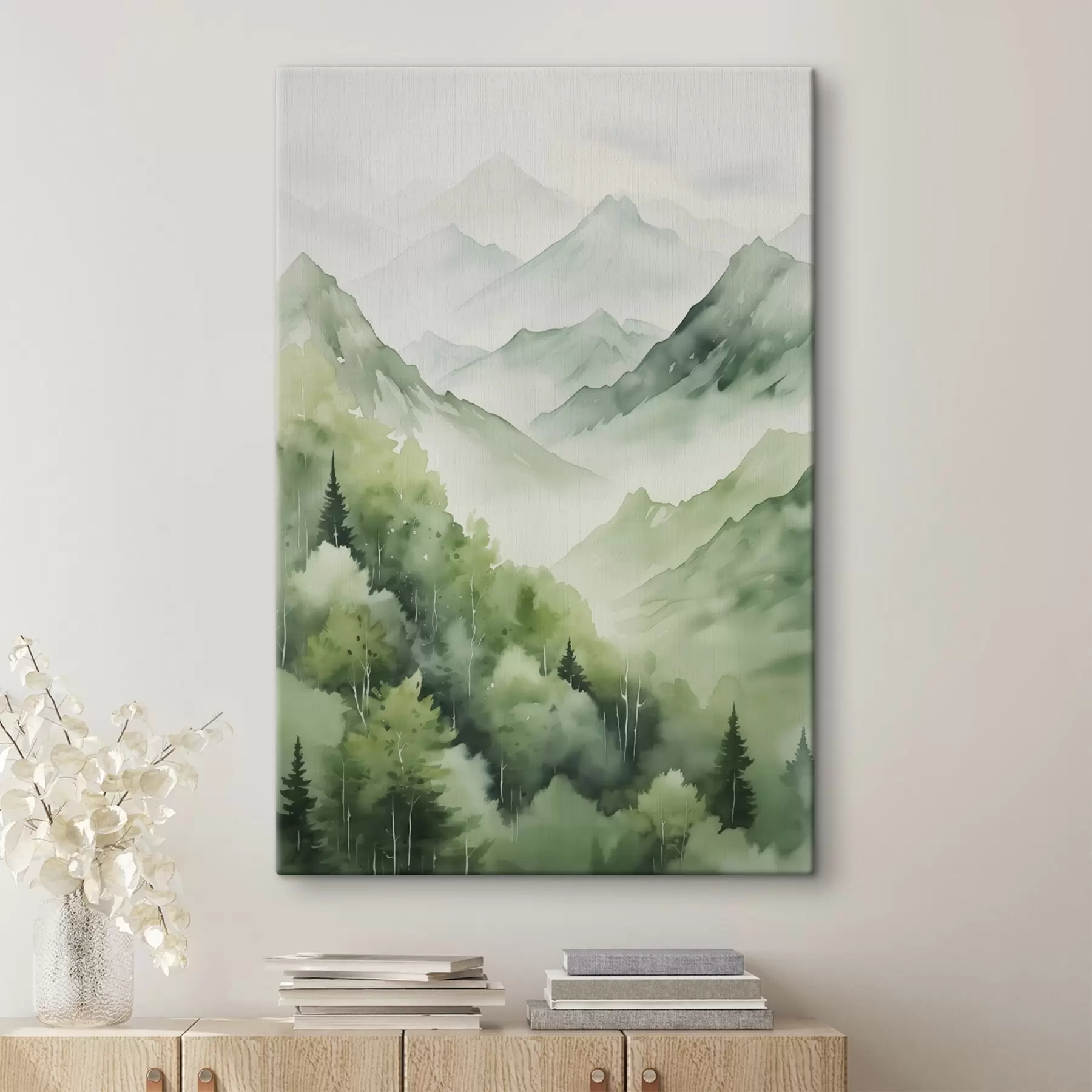 Fotobehang Loofbos in de bergen imitatie van aquarel s42122