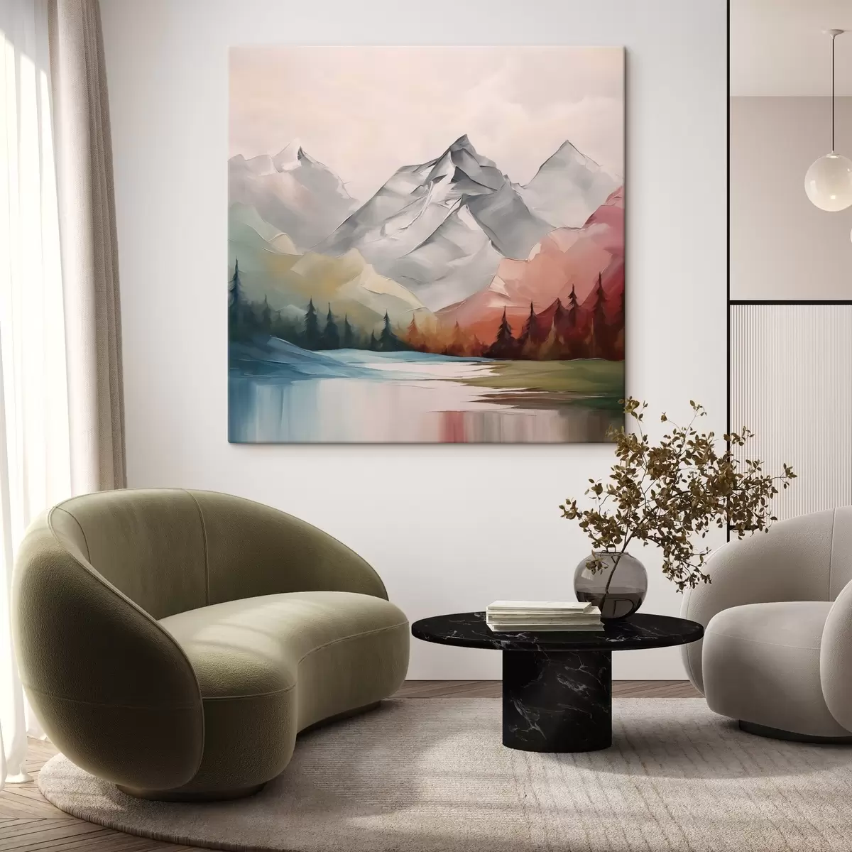  Schilderijen Bergen en bos imitatie van schilderij s42128