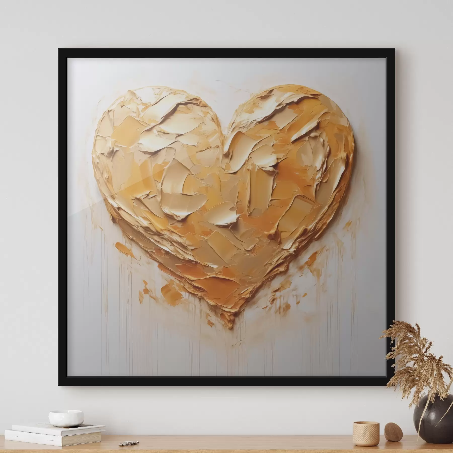 Fotobehang Hartimitatie van verfstreken, gele en oranje tinten f42124