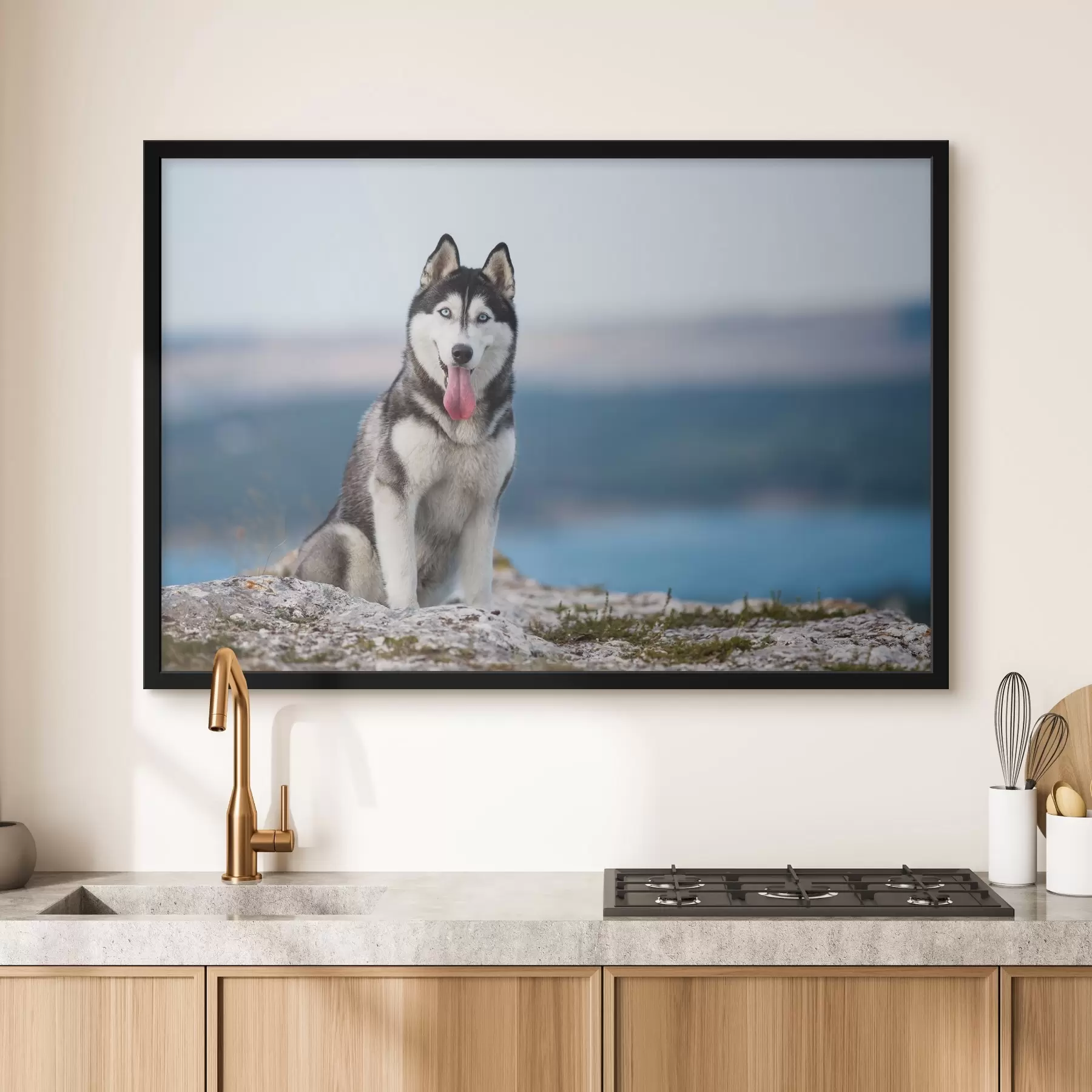 Fotobehang Lucht, water en hond f15711