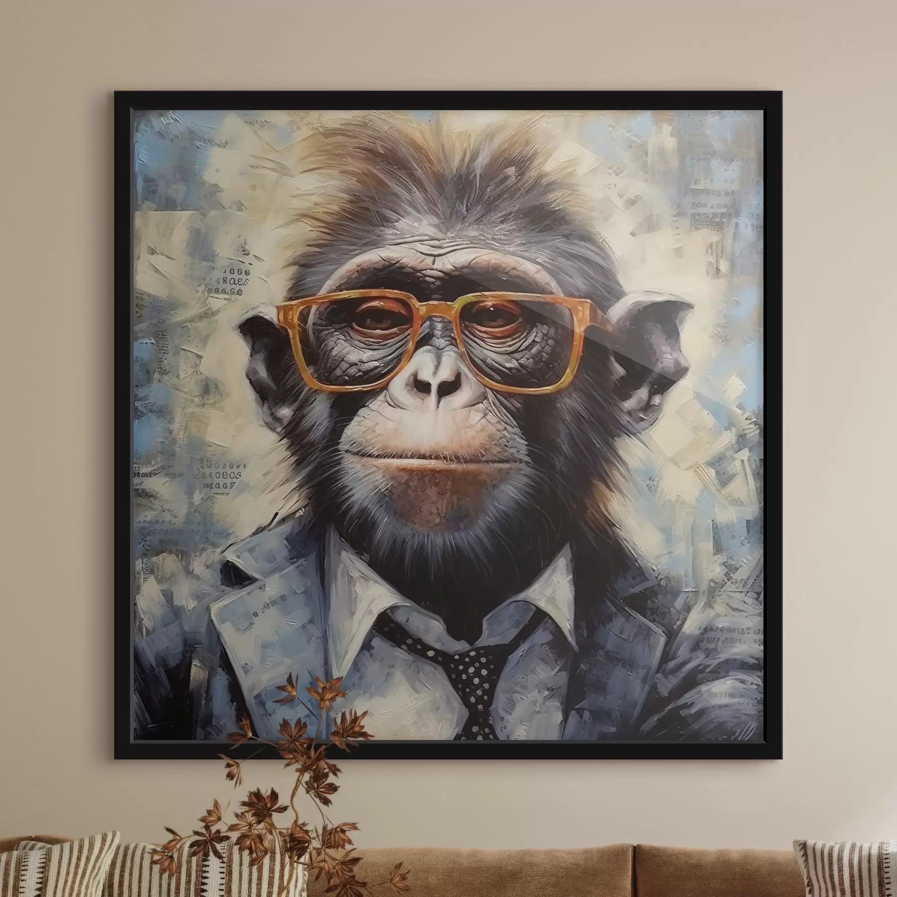 Fotobehang De aap is geschilderd in olieverf f32174