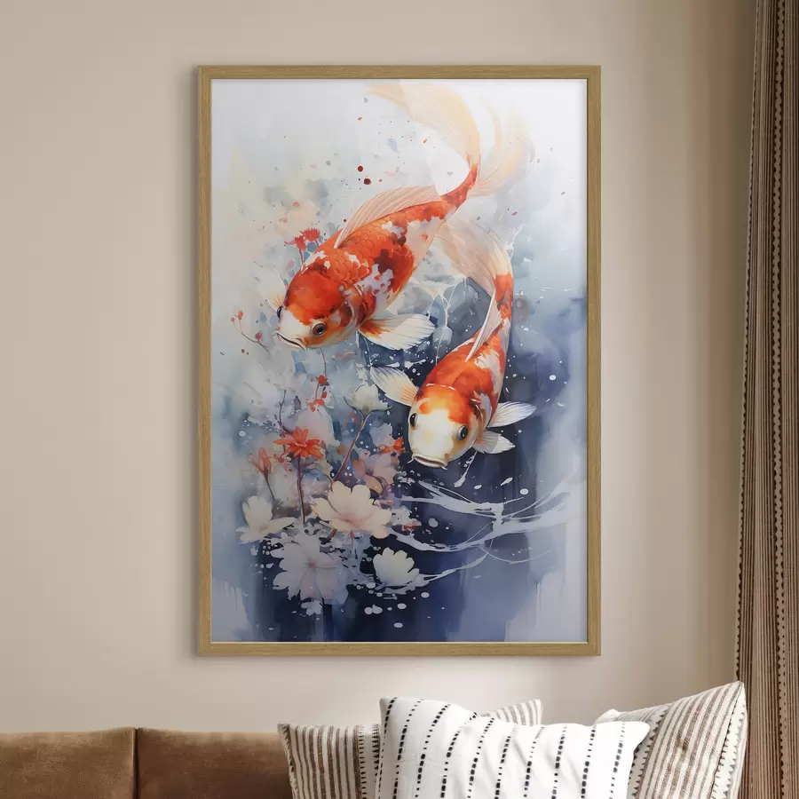 Fotobehang Koi en bloemen f34245