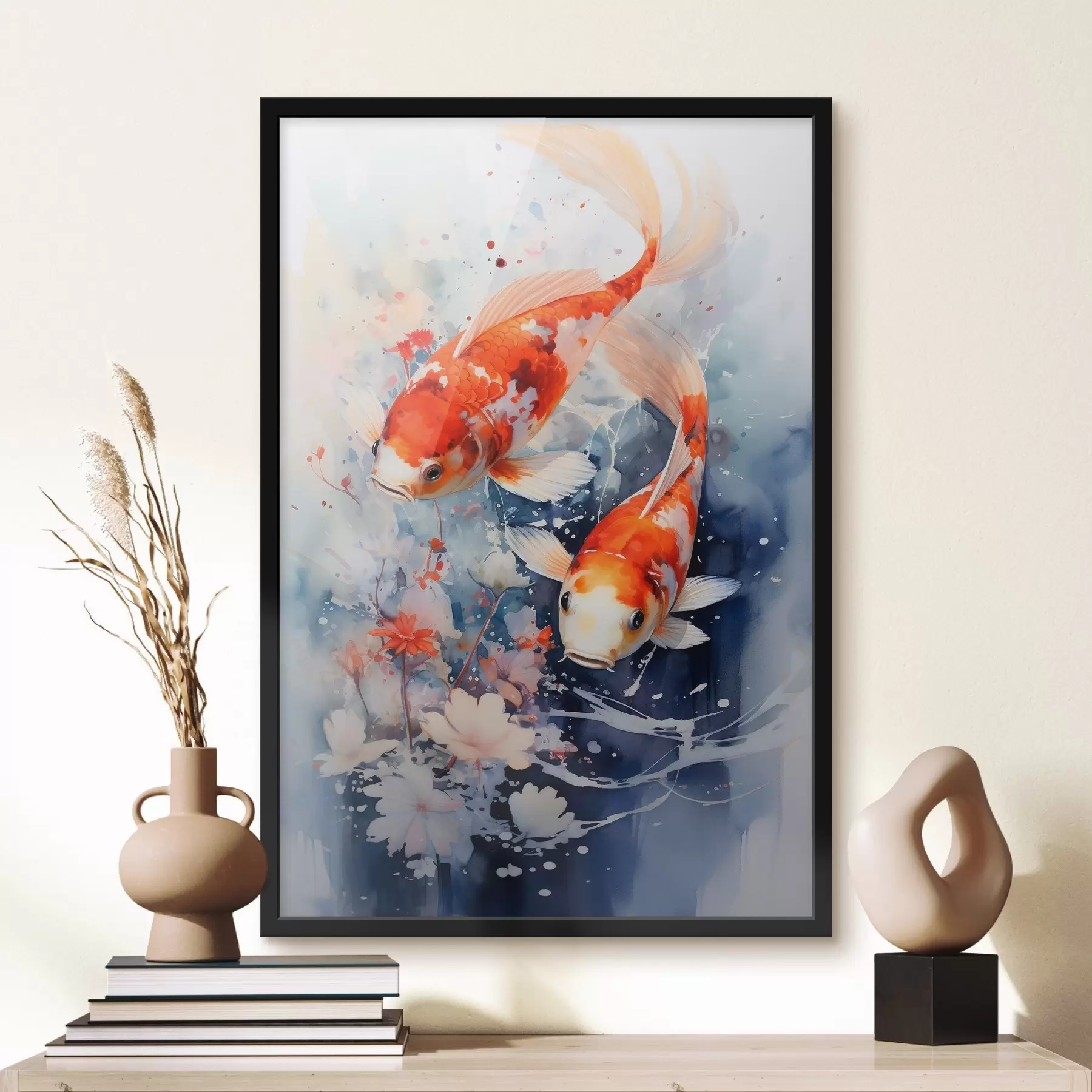Fotobehang Koi en bloemen f34245