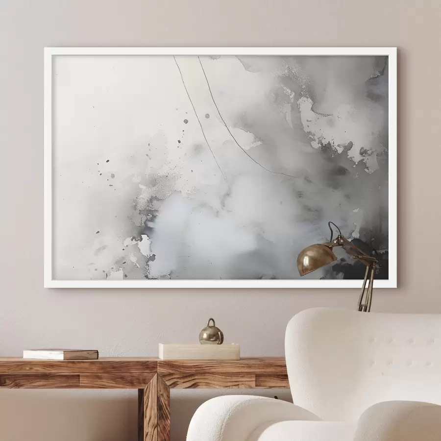 Fotobehang Grijze abstractie met verfstreken f35310
