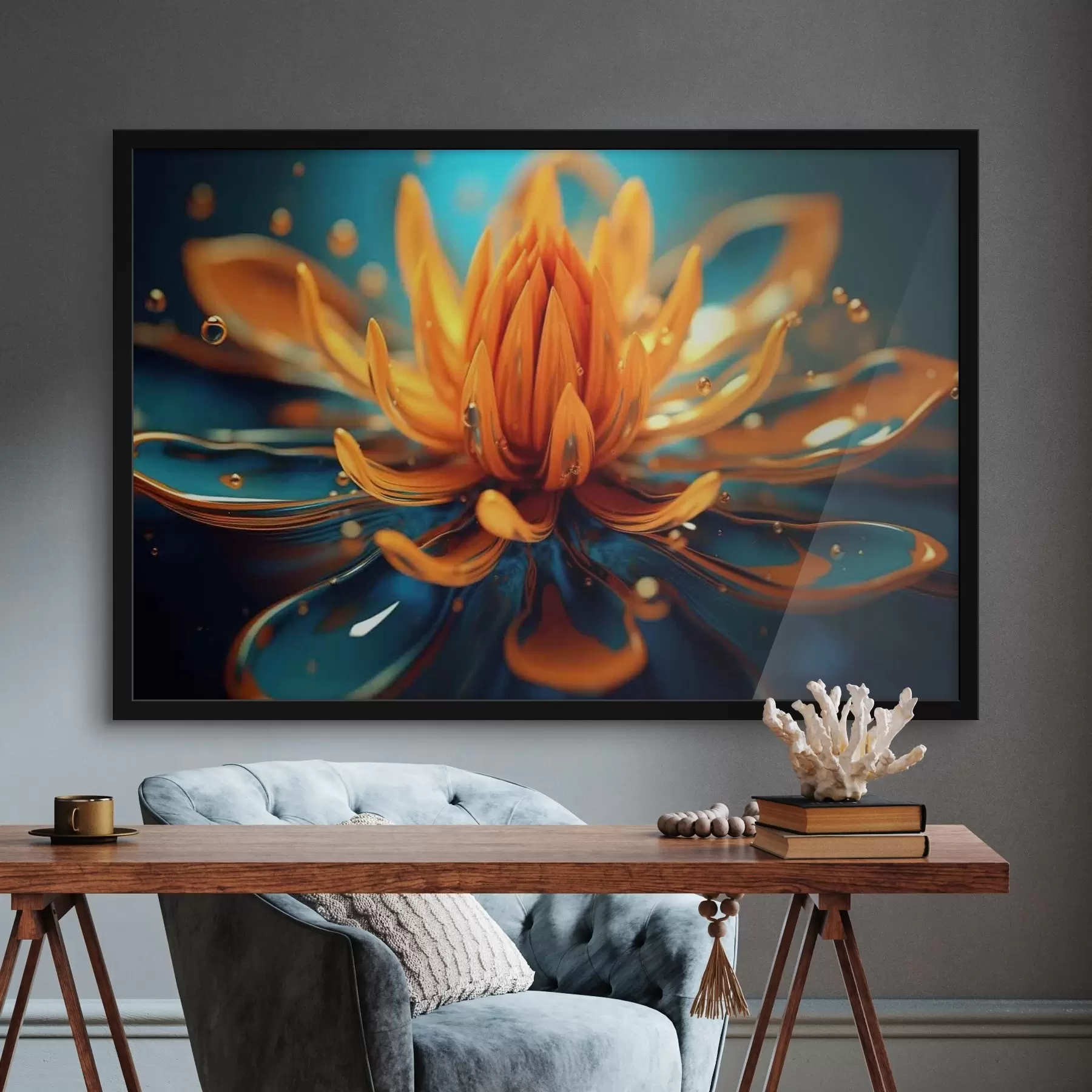 Fotobehang Close-up van een geel lotusblad f35337
