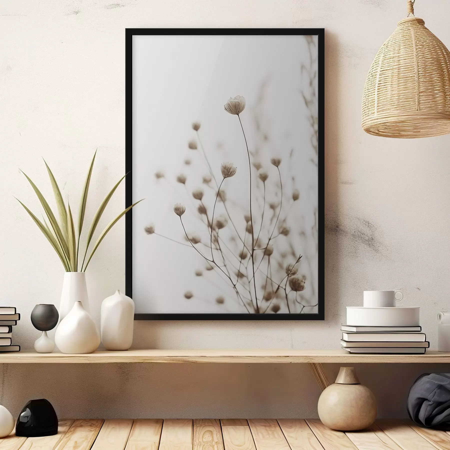 Fotobehang Takken van delicate gedroogde bloemen f35604