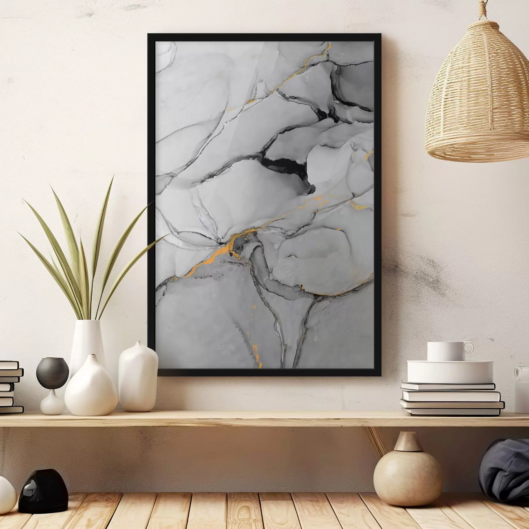 Fotobehang Grijs marmer met goud f35858