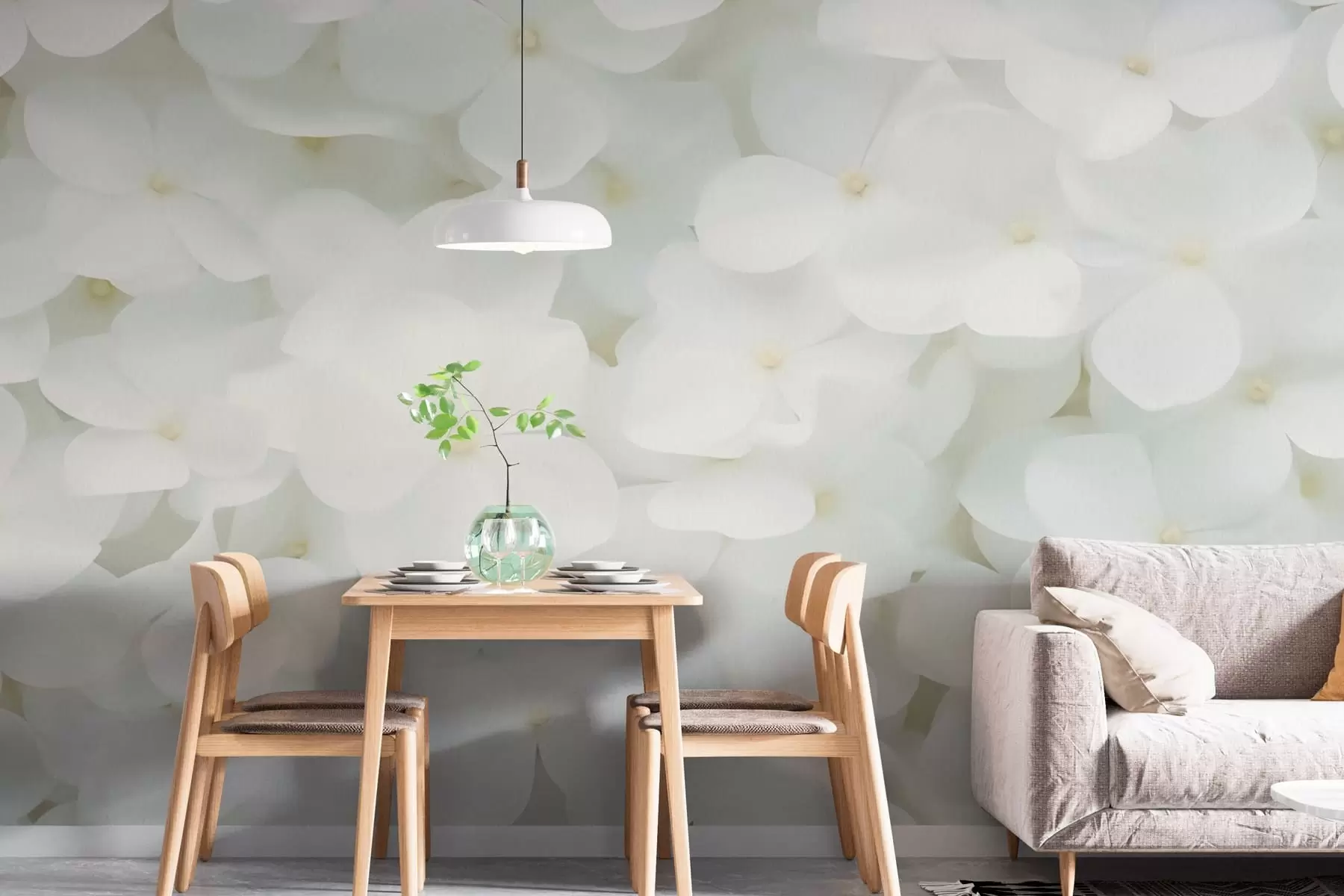 Fotobehang witte bloemen w08545