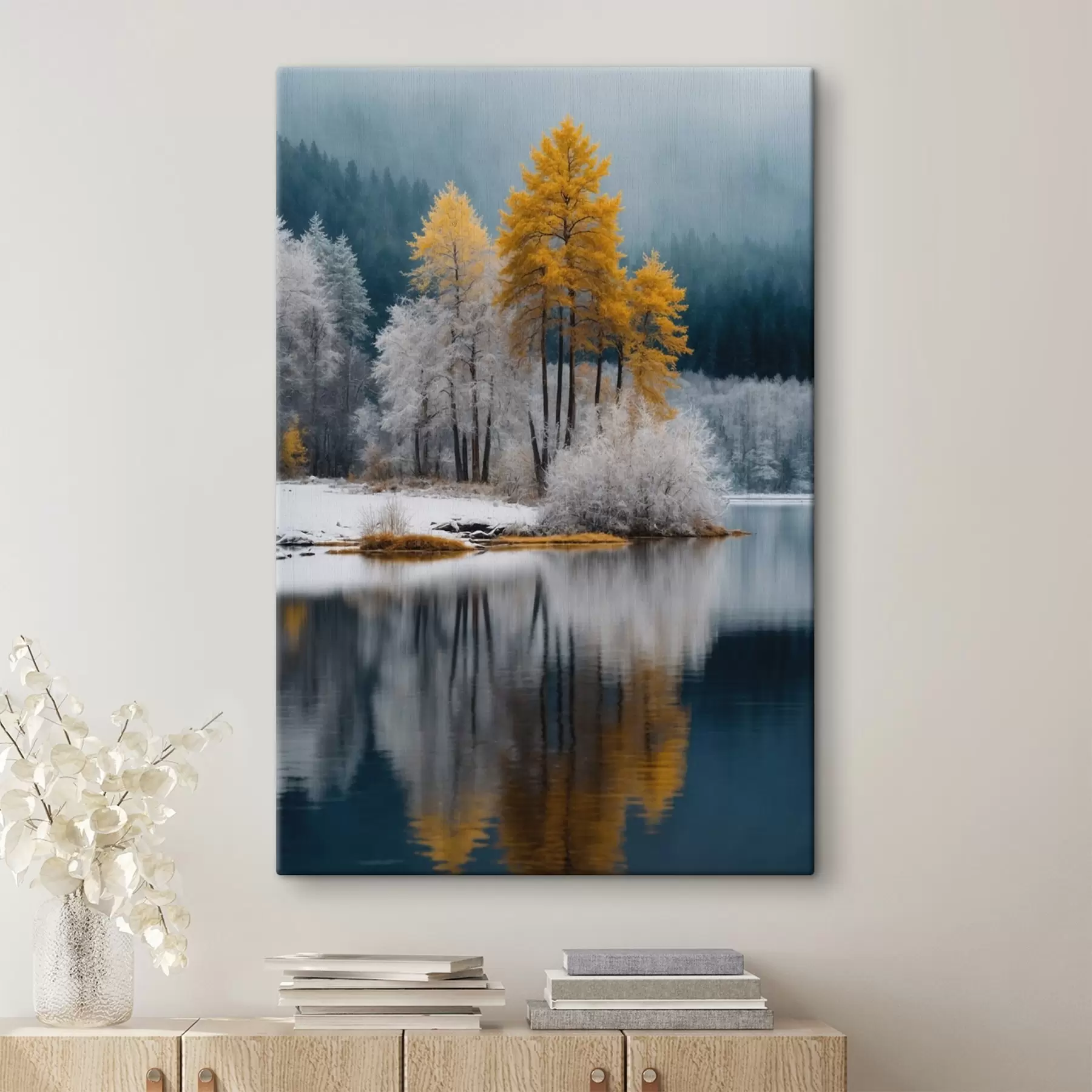 Fotobehang Winterbos en meer s41785