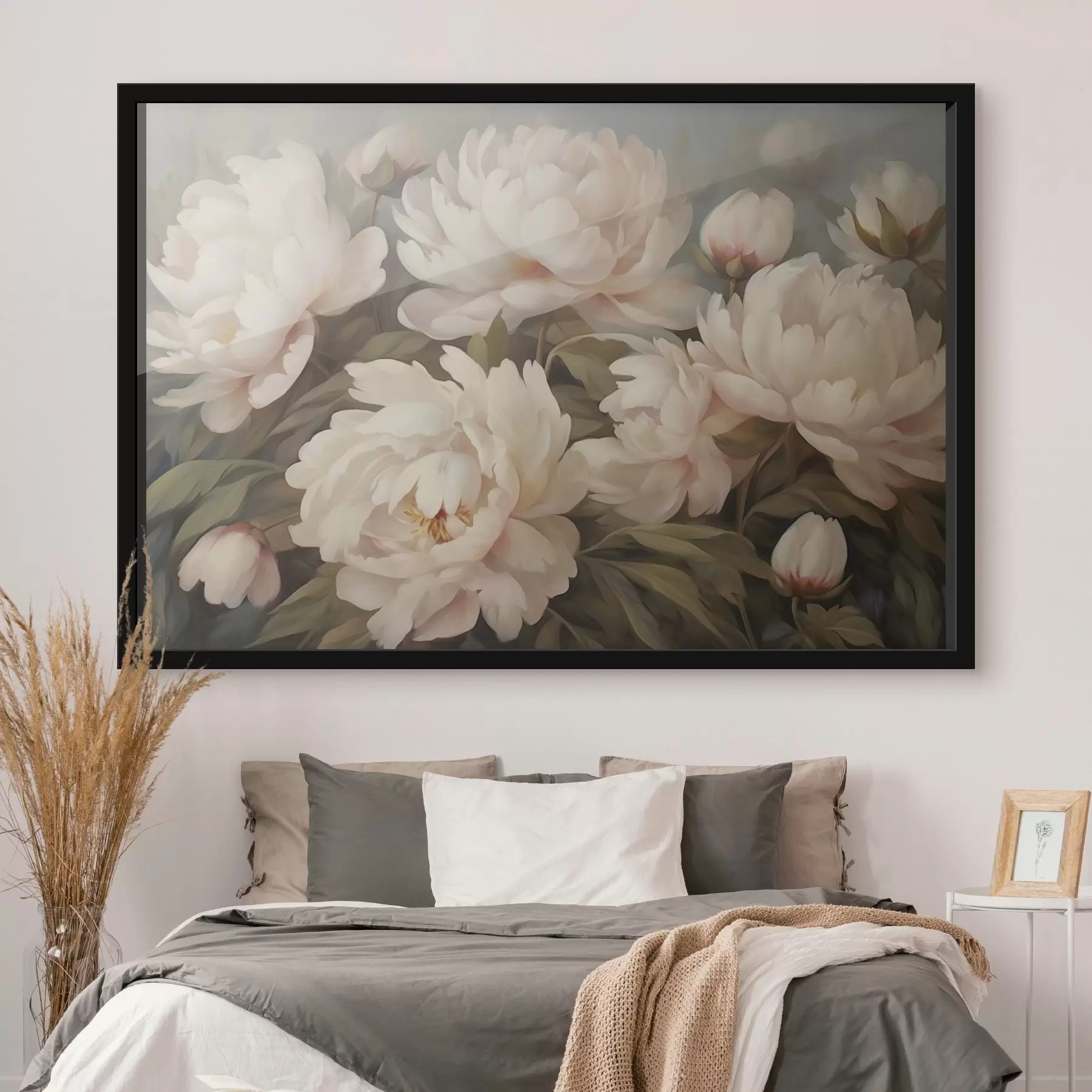 Fotobehang Bloemen en bladeren op wazige achtergrond f41763