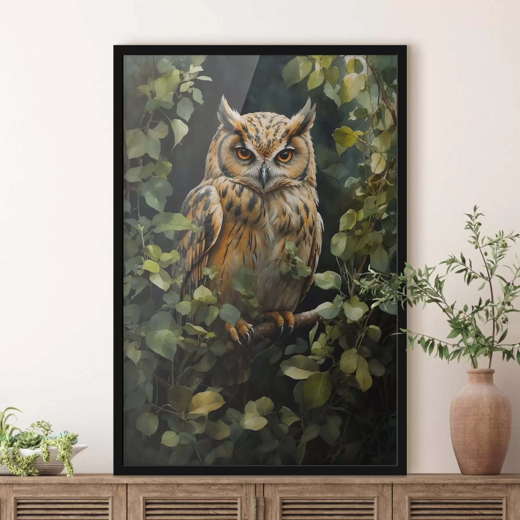 Fotobehang Uil op een tak f41776