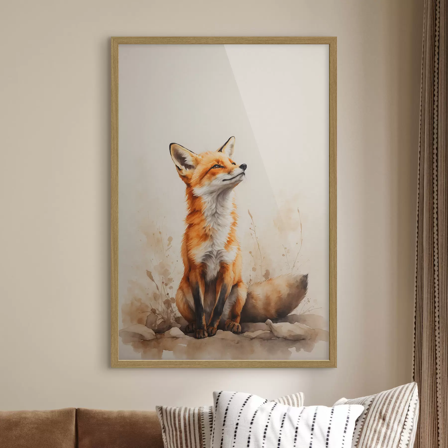 Fotobehang Vos op beige achtergrond f41778