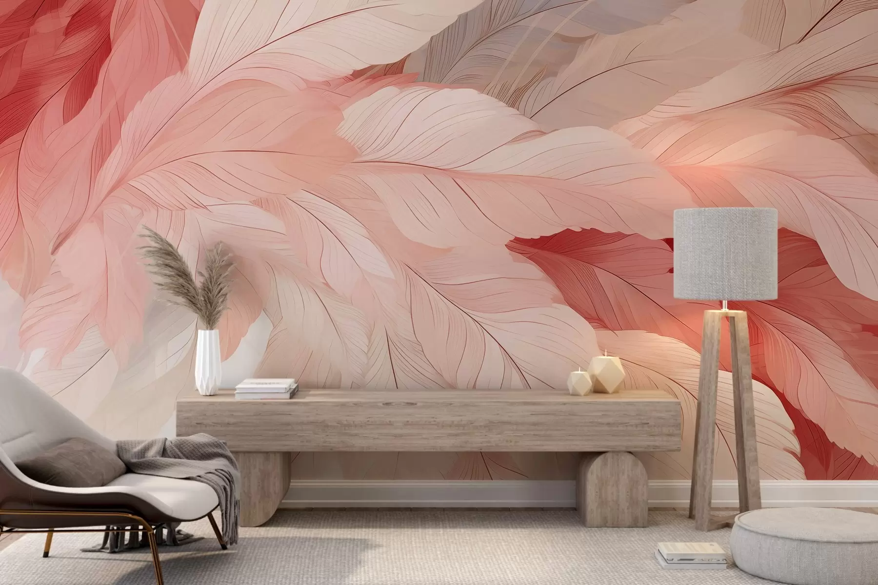 Fotobehang Veren in fijne dwarsdoorsneden w02598