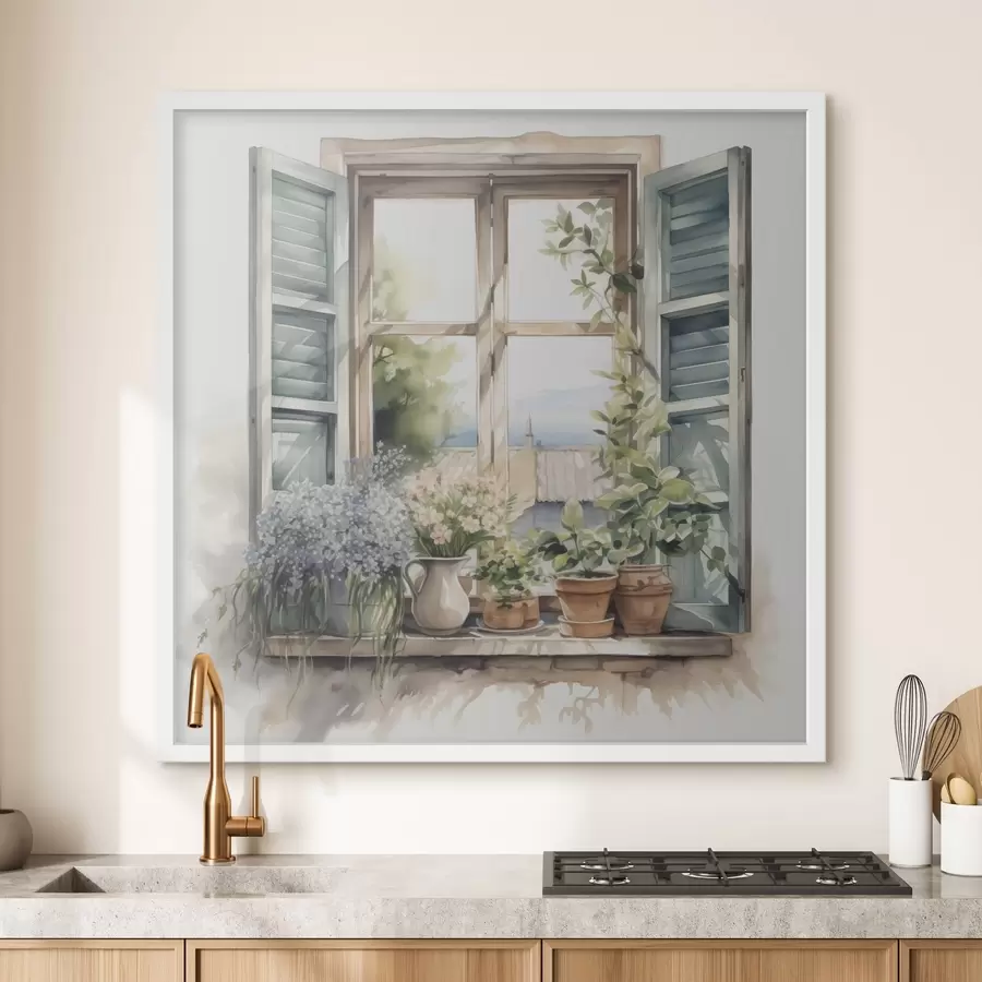 Fotobehang Tuin op de vensterbank f42144