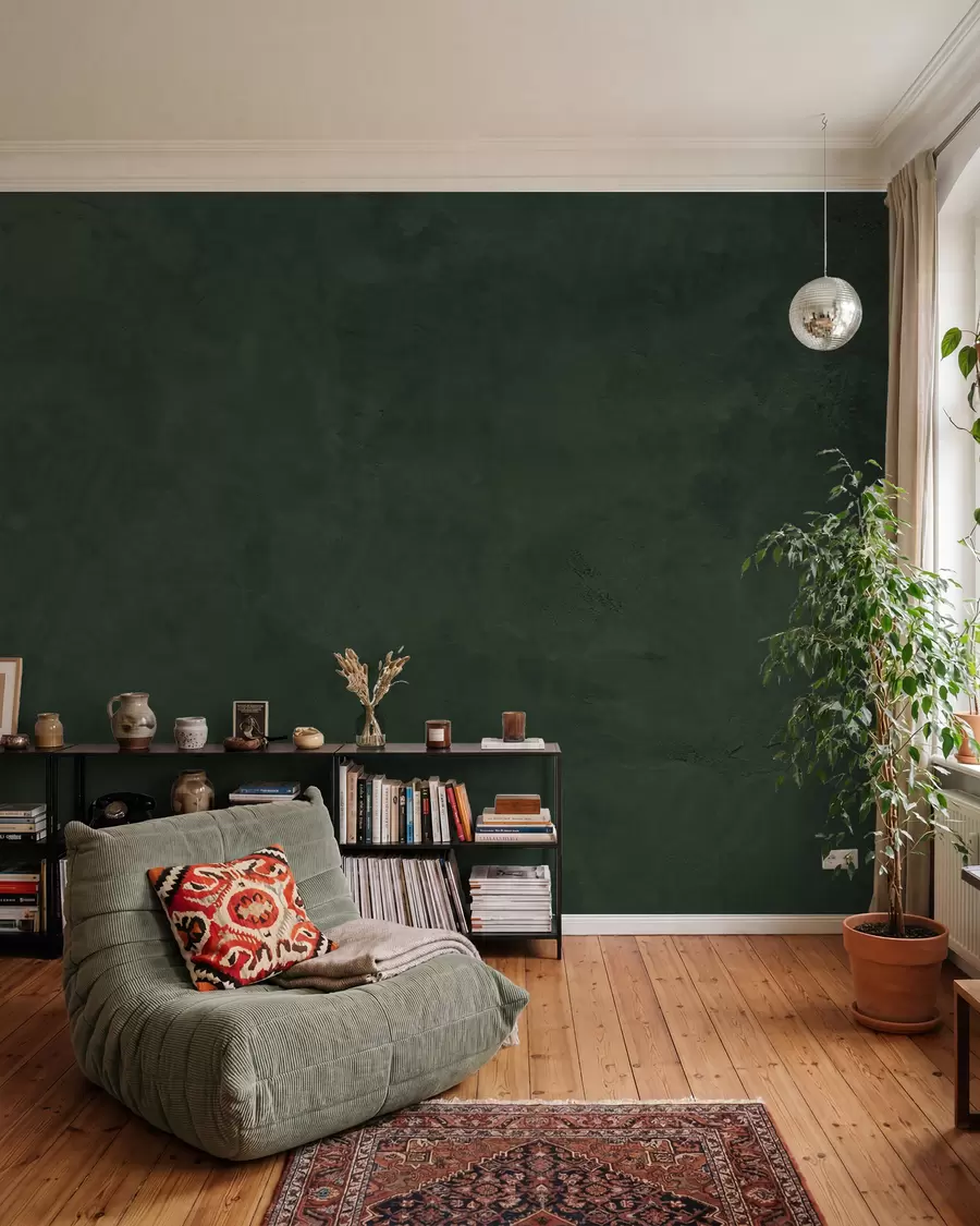 Fotobehang Beton in bosgroen w02553v1