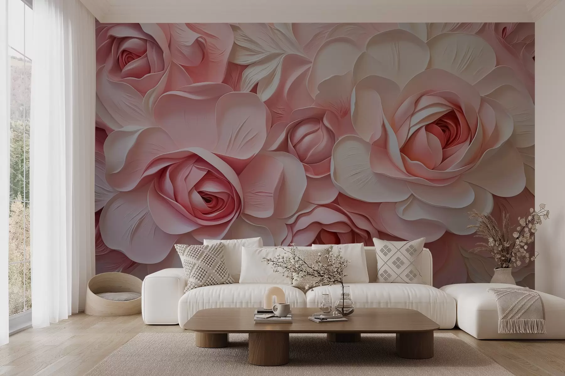 Fotobehang Grote rozen imitatie van schilderij w02638