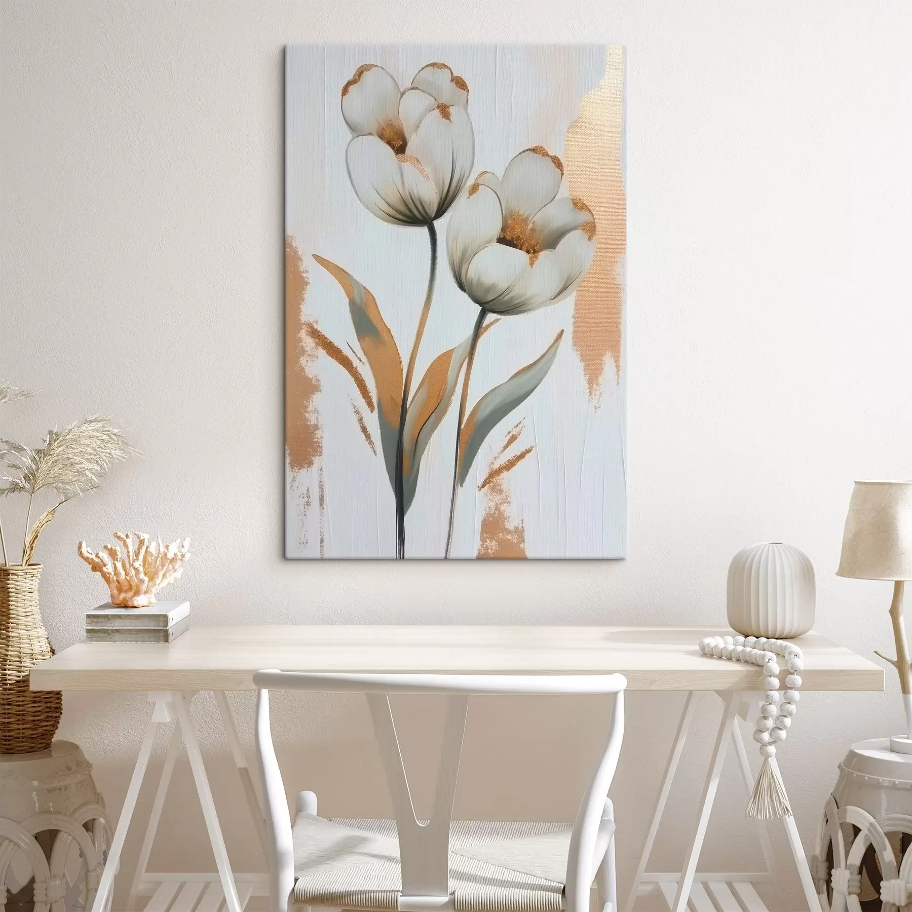 Schilderijen Tulpen op een delicate pastelachtergrond s42163