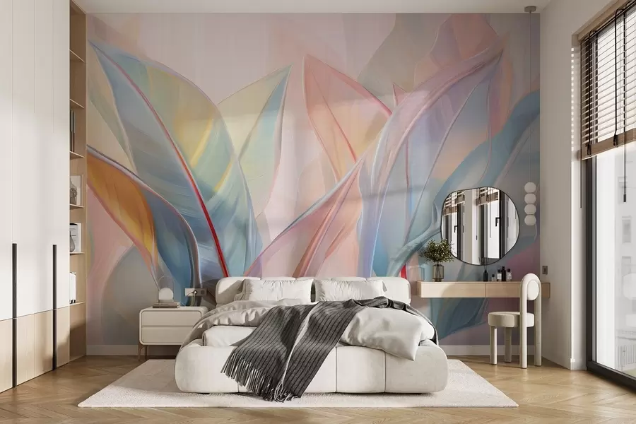 Fotobehang Gestileerde veelkleurige bladeren w02624