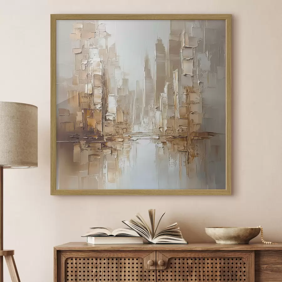 Fotobehang Stad in gouden nevel f42132