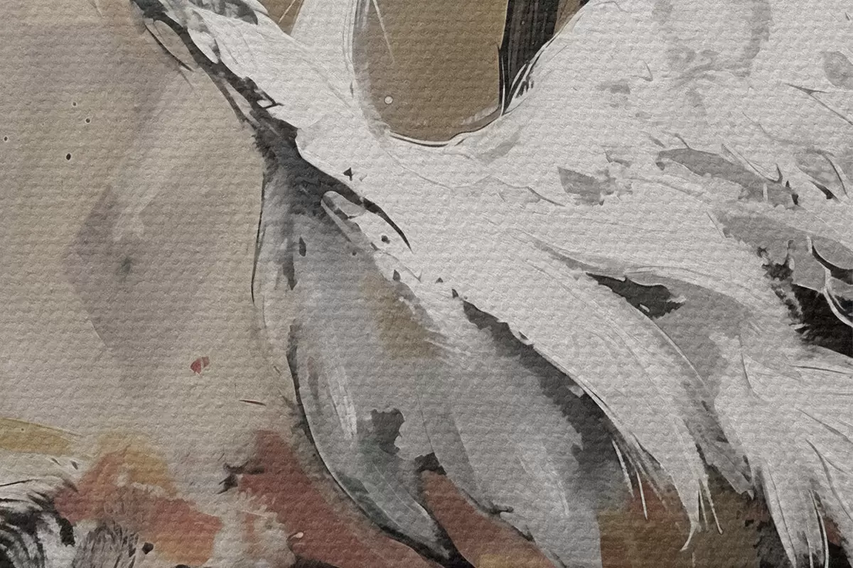Ronde schilderijen Japanse kraanvogel r41397