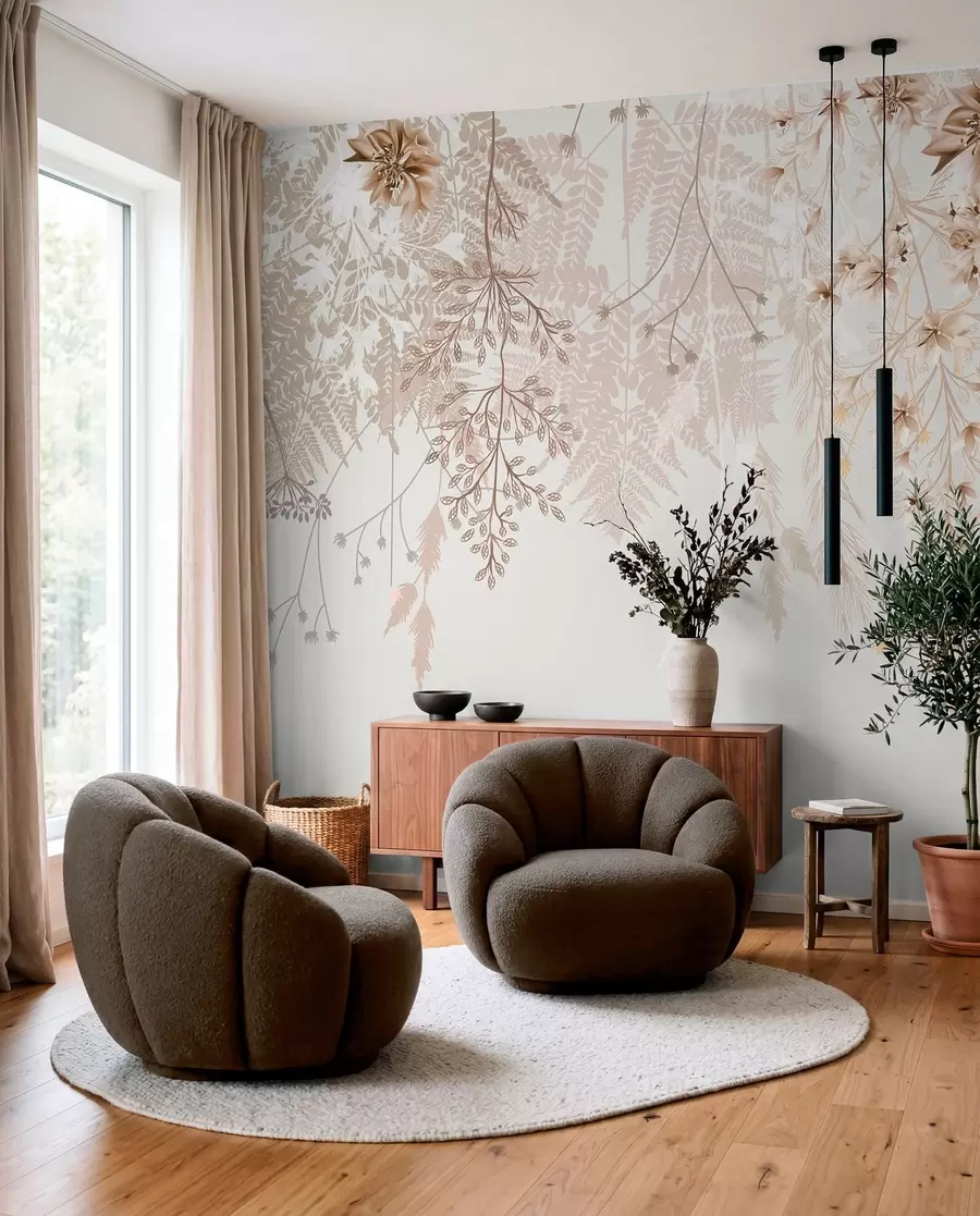Fotobehang Waterval van veldbloemen w08598