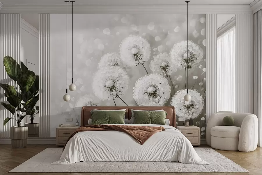 Fotobehang Luchtpaardebloemen op een monochrome achtergrond w08594