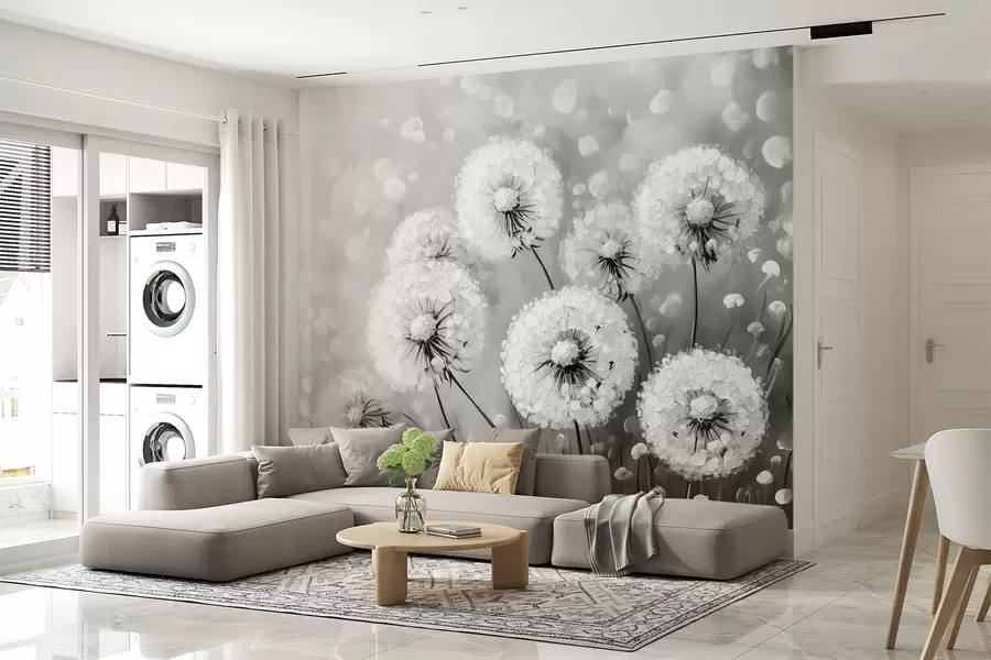 Fotobehang Luchtpaardebloemen op een monochrome achtergrond w08594v1