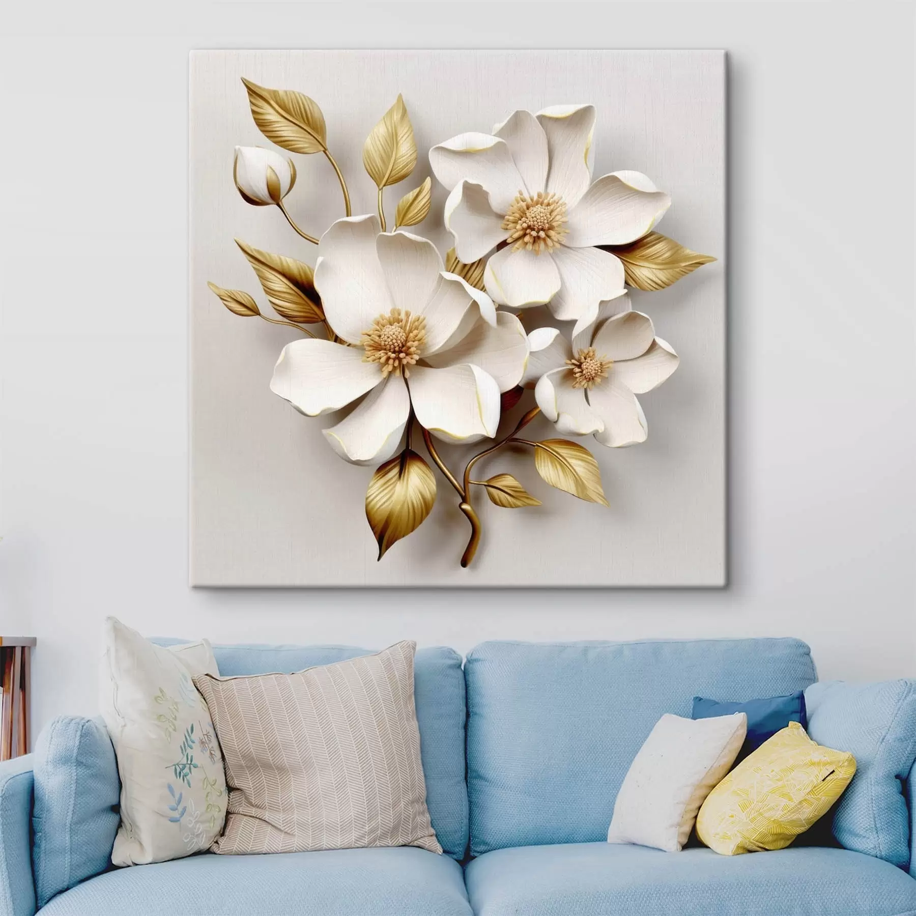  Schilderijen Grote bloemen op een lichte achtergrond s42175