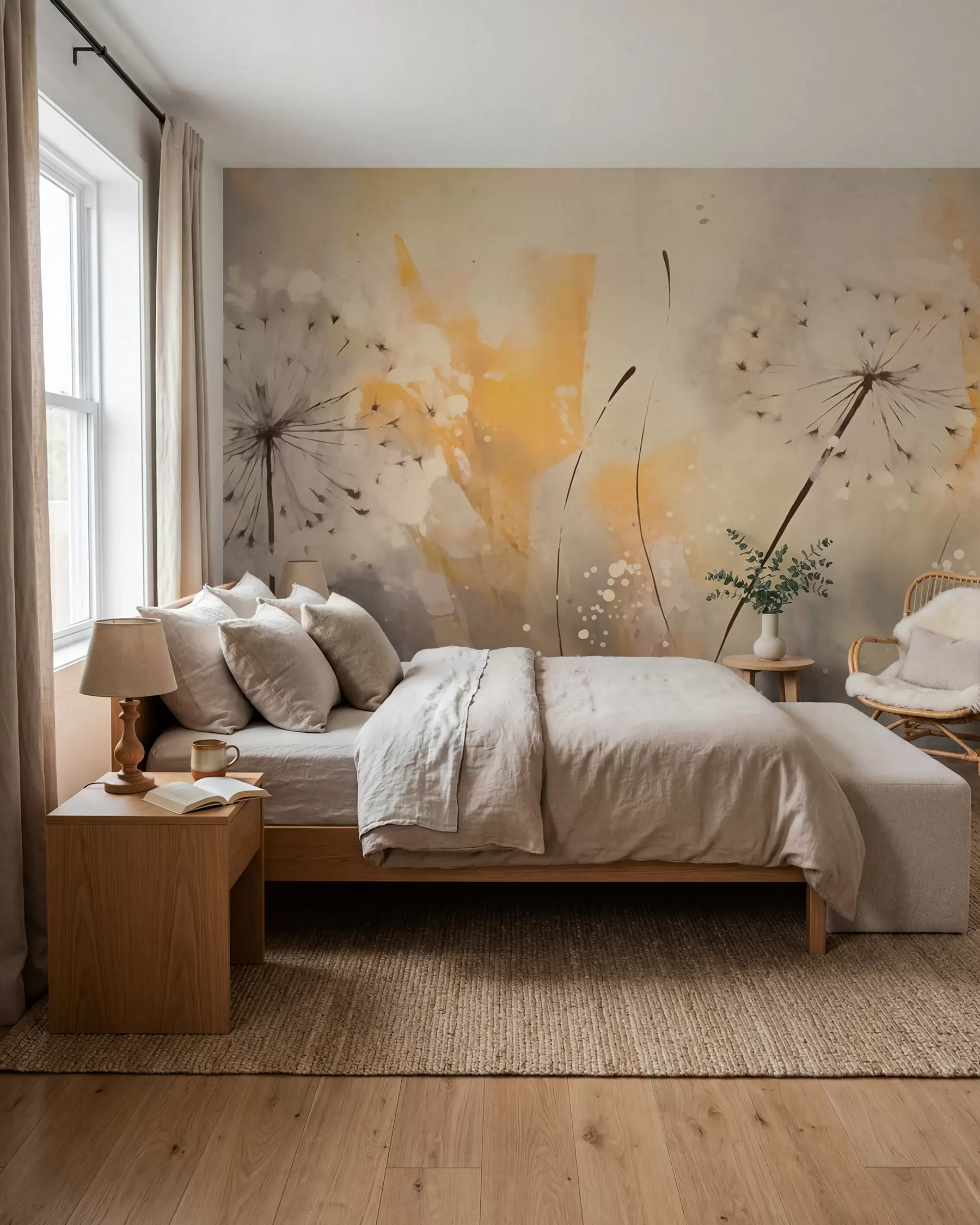 Fotobehang Vage paardenbloemen in pastelkleuren w02699