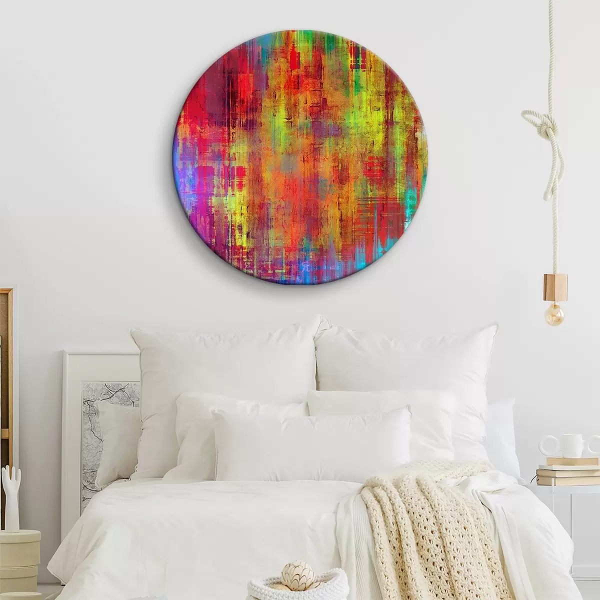 Ronde schilderijen rijke abstractie r34053