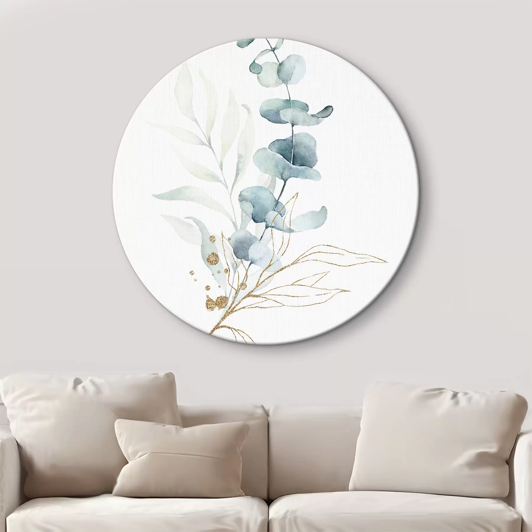 Fotobehang Abstracte aquareltekening van takken met blauwe bladeren r36139