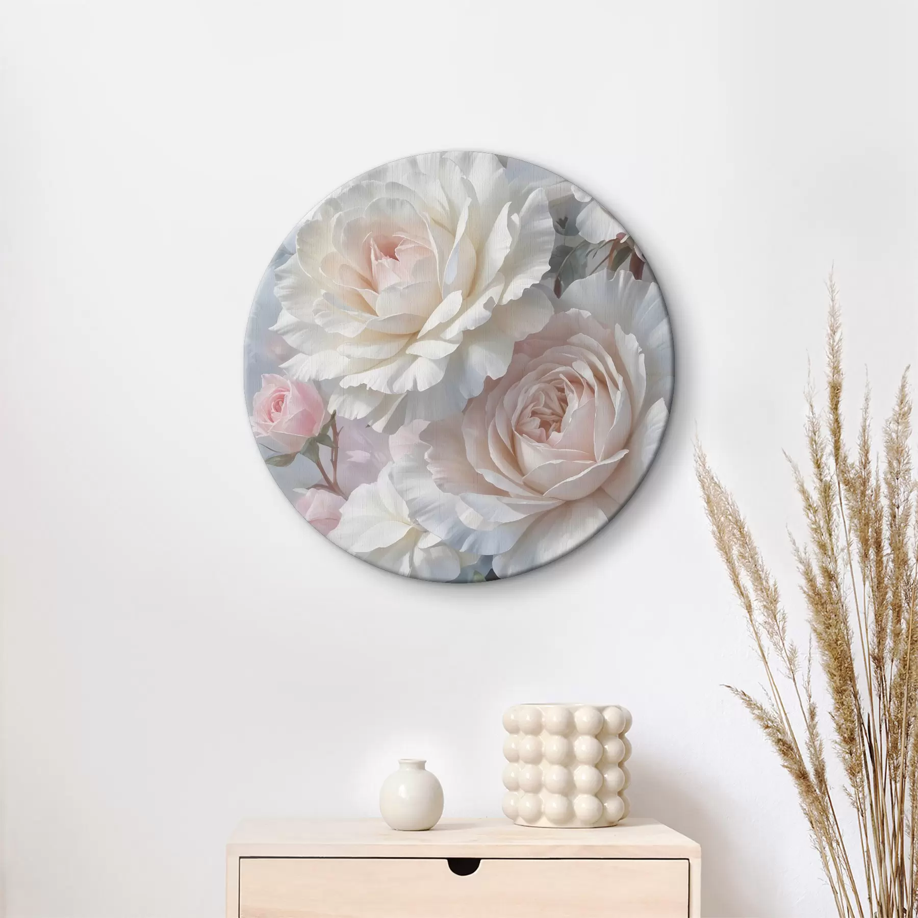  Schilderijen Zachte, delicate witte en roze rozen met wazige achtergrond r40562