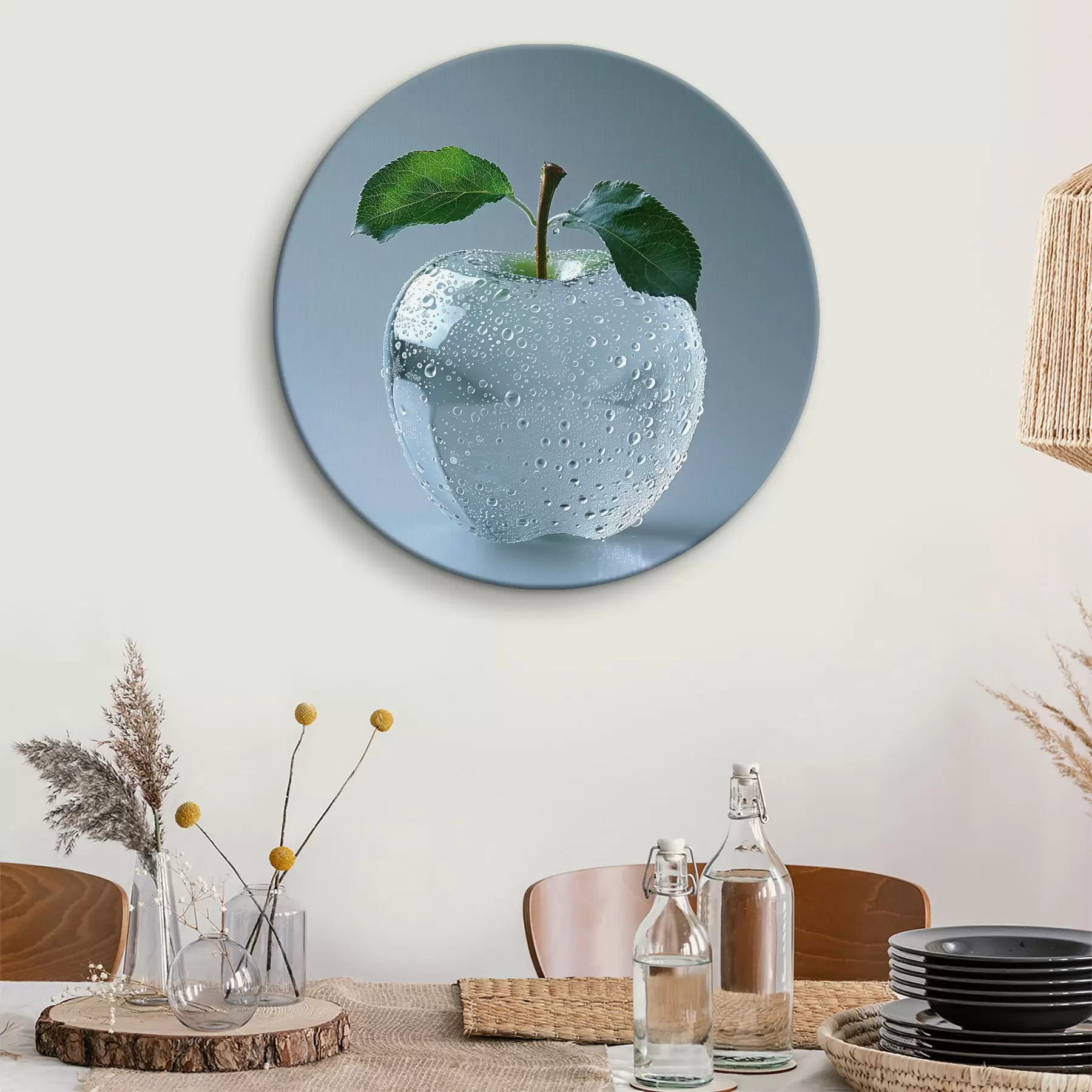 Fotobehang Glazen appel in dauwdruppels r40914