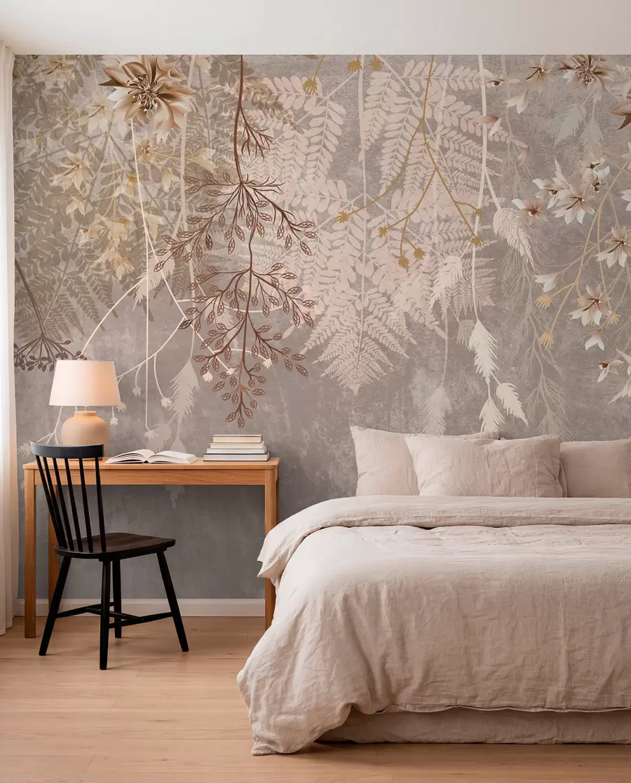 Fotobehang Wilde bloemen in sepia w08606v1