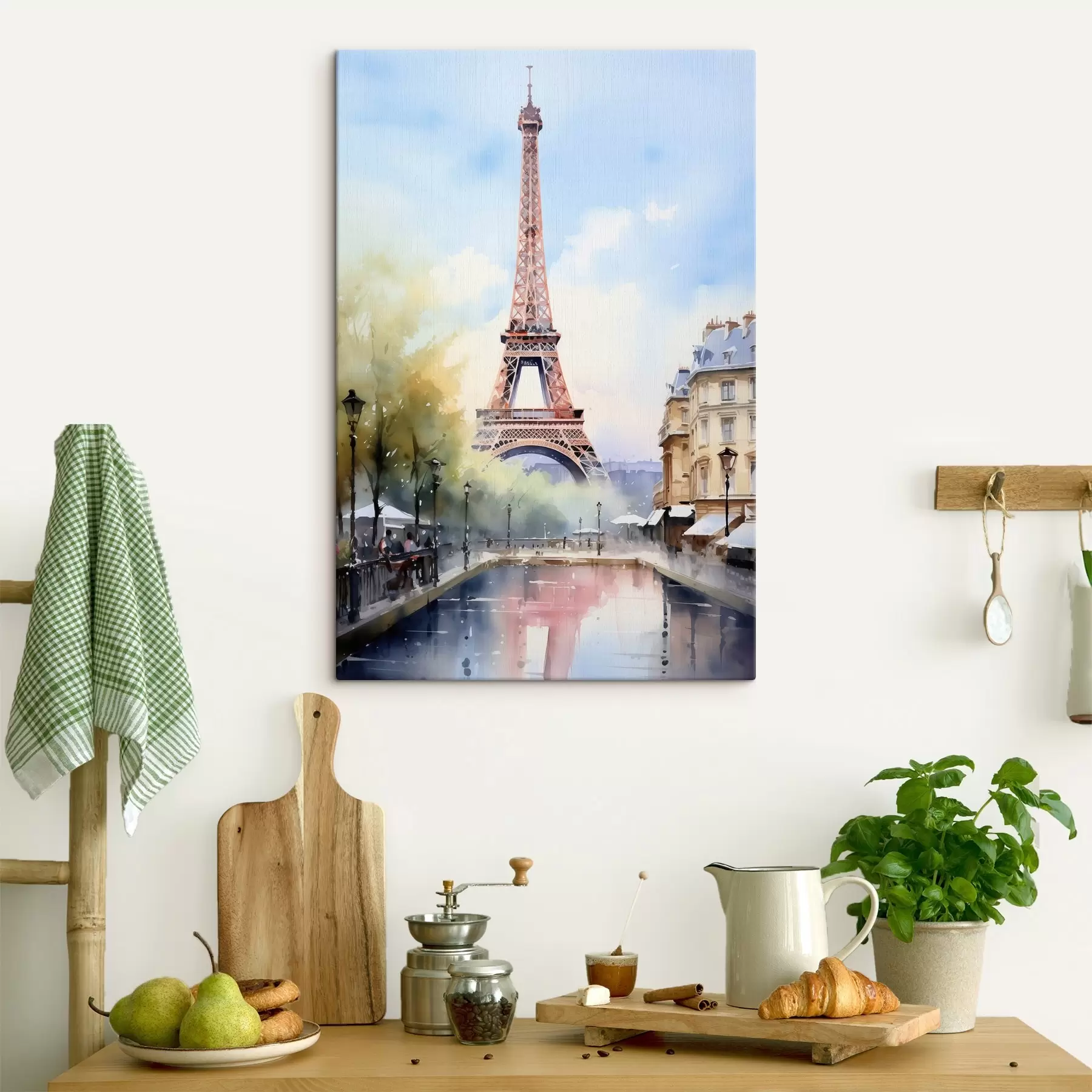 Schilderijen Gezicht op Parijs in aquarelstijl s42192